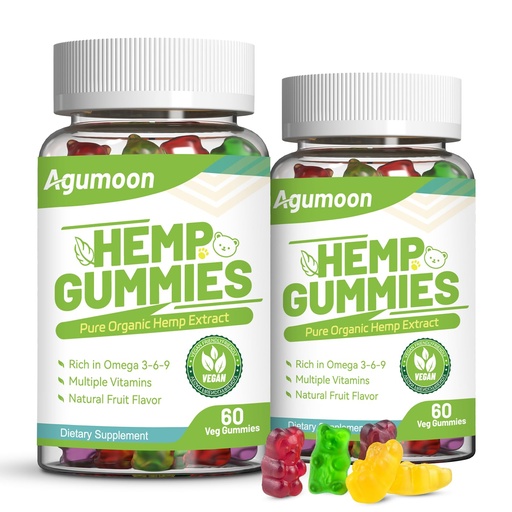 [BRSREHQKOV4AMELD] Hemp Gummies 2 Packs, High Potency Edible Relaxing Gummy with Natural Hemp Oil Extract - Vegan, Low Sugar, Non-GMO - 120 Counts