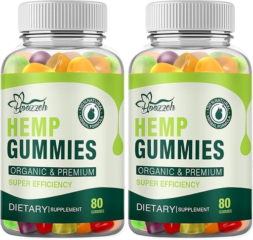 [BRSREA34BV4AICY3] Natural Hemp Gummies High Potency for Pain Sleep Anxiety Relief Edible Gummy Made with Pure Hemp Oil Advanced Extra Strength, Low Sugar Gluten Free (2-Pack)