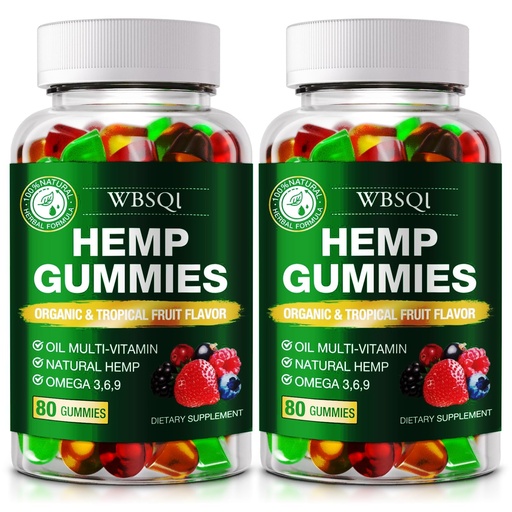[BRSRG233OEGRAYLV] 2 Packs Hemp Gummies for Sleep Pain Anxiety- with Natural Hemp Oil Extract Gummy Edibles Vegan, Non-GMO