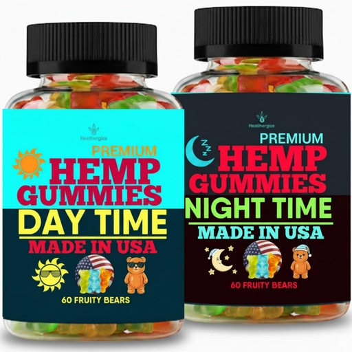 [BRSRGYI2OJ7BAG3U] Hemp Gummies for Sleep Night Time and Hemp Gummies for Daytime Boost-Deliciouos Gummy Candy-2Pack-Made in USA