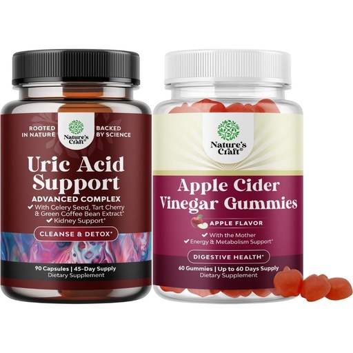 [BRSREHA3DJ7WYA3H] Bundle of Uric Acid Cleanse & Detox - Green Coffee Beans with Turmeric, Tart Cherry & Celery Seed for Kidney Cleanser and Apple Cider Vinegar Gummies with Mother with B12 Vitamin, B6 & Pomegranate