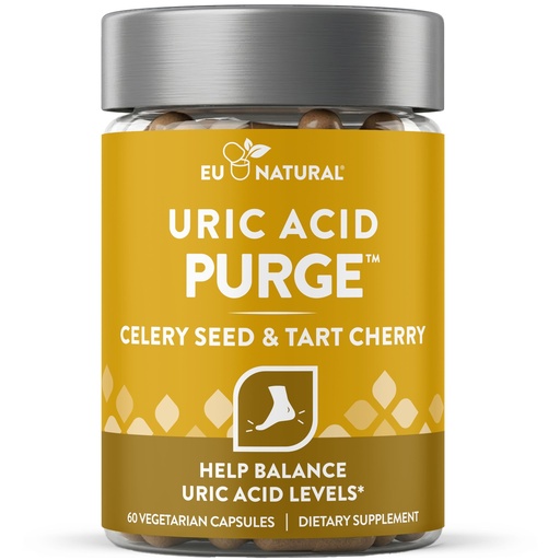 [BRSWGZALOYHB63TZ] Eu Natural Purge Uric Acid Flush - Eat & Drink What You Want - Uric Acid Support for Joints & Mobility with Celery Seed, Tart Cherry & Chanca Piedra - 60 Vegetarian Capsules