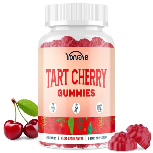 [BRSRAHT7OV4GC3I3] 3300mg Tart Cherry Gummies for Uric Acid Cleanse, Sleep, Gout, Joint & Kidney Support – Tart Cherry Extract with Celery Seed, Melatonin, Vitamin C – Detox & Antioxidant – Mixed Berry Flavor, 60 Count