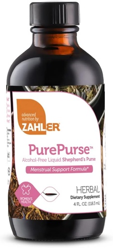 [BRSWIYDYDMNRSDA5] Zahler PurePurse, Liquid Sheperd’S Purse which Helps Reduce staining, All Natural Liquid Menstrual Support Formula, Certified Kosher,4oz