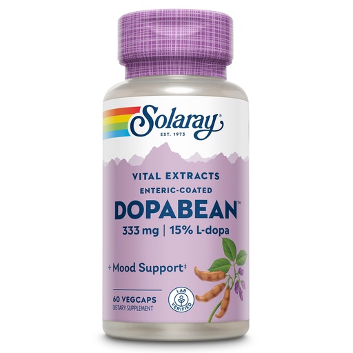 [BRSWIYQTBYGAOF36] SOLARAY Dopabean 333mg - Mucuna Pruriens L-Dopa - Wellness Support Supplement - Velvet Beans Seed Extract with 15% L Dopa Plus Alpha Galactosidase - Enteric Coated, 60-Day Guarantee - 60 Servings