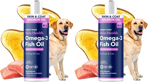 [BRSRGFI7AAIRQDLH] Honest Paws Salmon Oil for Dogs & Cats – Omega 3 Fish Oil Supplement for Skin, Coat, Joint & Heart Health – Natural, Sustainably Sourced Wild Alaskan Salmon, 16 oz (Pack of 2)
