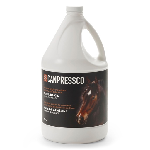 [BRSWYZYDOJYQKCQ7] Camelina Oil 4 L Jug with Dispensing Pump | Oil for Equine, Canine and Feline Joint, Coat and Skin Health