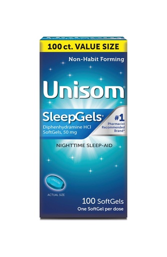 [BRSRGCT4A5YRSGY7] Unisom Nighttime Sleep-Aid Gels, Diphenhydramine HCI 50mg, 100 Count (Pack of 12)