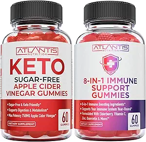 [BRSROZY6OYMGC3DG] Atlantis Nutrition 8-in-1 Immune Support 60 Gummies + Sugar Free Keto Apple Cider Vinegar 60 Gummies