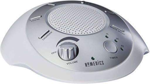 [BRSWIYQPOAMBG2LY] White Noise Sound Machine | Portable Sleep Therapy for Home, Office, Baby & Travel | 6 Relaxing & Soothing Nature Sounds, Battery or Adapter Charging Options, Auto-Off Timer | HoMedics