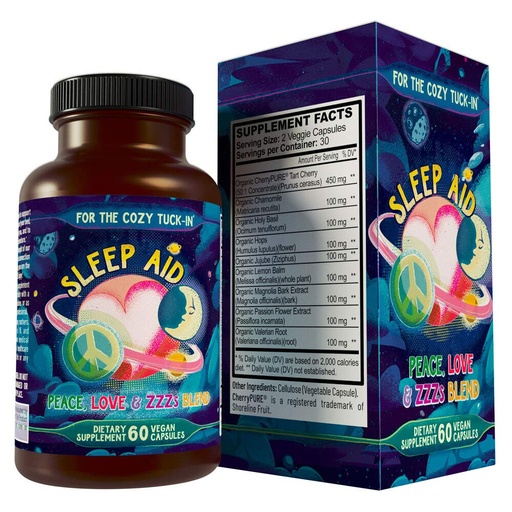 [BRSWYHT4BB7Q4H3B] Melatonin Free Natural Sleep Aid Supplement Peace, Love, and ZZZs
