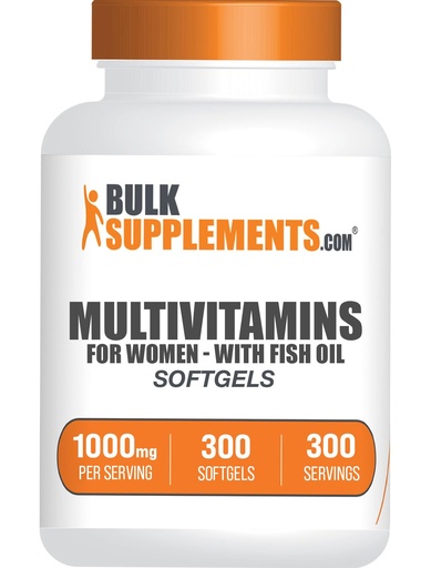 [BRSRMAIQCMGWOELV] BulkSupplements.com Multivitamin for Women Softgels - Women's Multivitamin with Iron, Multimineral Supplement, with Fish Oil - Gluten Free, 1 Softgel per Serving, 300 Count (Pack of 1)