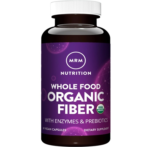 [BRSREGARBUDQY2QY] MRM Whole Food Organic Fiber Capsules - for Women & Men - USDA Organic Soluble & Insoluble Fiber Blend - With Prebiotics and Enzymes, Supports Microbiome Health - Vegan & Gluten-Free - 20 Servings
