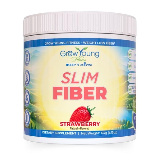 [BRSRABI5AB7AM2QU] Grow Young Fitness Slim Fiber Supplement - Strawberry Fiber Powder for Digestive Support and Managing Cravings (1 Container, 30 Servings)