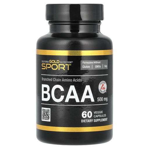 [BRSWGZD5B55GYFDA] California Gold Nutrition BCAA, AjiPure® Branched Chain Amino Acids 2:1:1 with L-Leucine, L-Isoleucine, and L-Valine, 500 mg, 60 Veggie Capsules