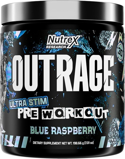 [BRSREZI5OIMQGALD] Outrage Ultra HIGH STIM Pre-Workout Powder for Men | 400mg Caffeine, L-Citrulline, Beta-Alanine, Creatine | Extreme Energy, Focus, Strength & Endurance (30 Servings, Blue Raspberry)