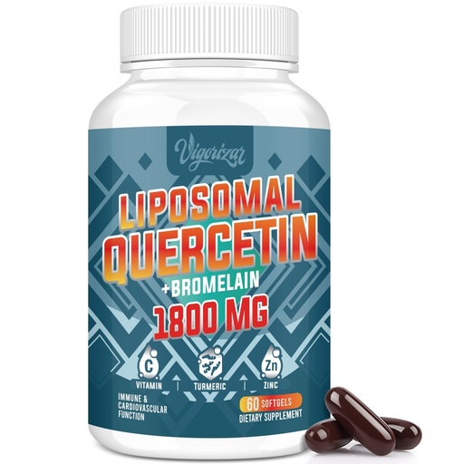 [BRSROGITAECB43DH] Liposomal Quercetin Phytosome, Quercetin with Bromelain, Zinc & Vitamin C, Bioactive Phytosome Complex, 20X Higher Absorption - 60 Softgels