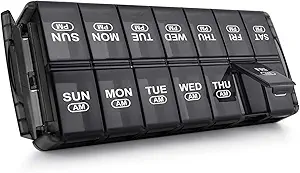 [BRSWYZQ7BANGG236] Sukuos Weekly Pill Organizer 7 Day 2 Times a Day, Quick Fill Daily Pill Box (AM PM), Extra Large Pill Cases for Vitamin/Fish Oil/Supplements, Arthritis Friendly, Easy to Clean