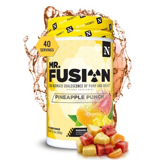 [BRSWYFL4OUOR4DTB] Nutrithority - Mr. Fusion Pump Pre Workout Powder, Strong Pre Workout, No Creatine, Energy Powder with Amino Acids for Men and for Women, Build Muscle, Keto Friendly (Pineapple Punch) (40 Servings)