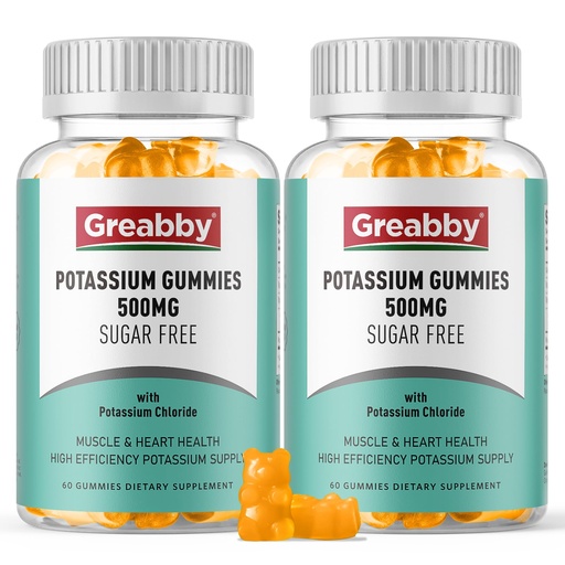[BRSRAY36CB7WGDY2] Potassium Gummies, Potassium Chloride 500mg for Adults, Sugar-Free Potassium Supplement, Muscle Relief & Heart Health for Women Men, Electrolyte Balance, Efficient Potassium Supply, 120 Servings