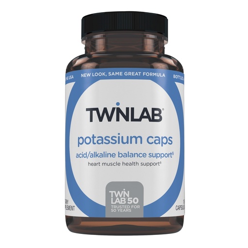 [BRSWIEIGCF4AOADI] Twinlab Potassium Caps - Electrolyte Supplement for Muscle, Heart & Tissue Health - 180 Capsules, 99 mg