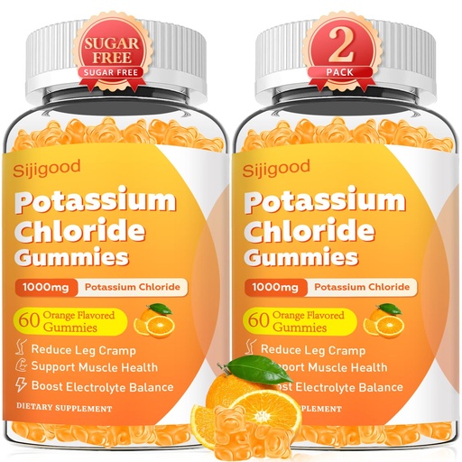 [BRSREYD7AVYAAG3Z] Sugar Free 2 Pack Potassium Gummies, Potassium Chloride for Adults, Potassium Supplement for Women & Men, Electrolyte Balance, Prevent Leg Cramp, Support Muscle & He♡rt Health, 120 Count
