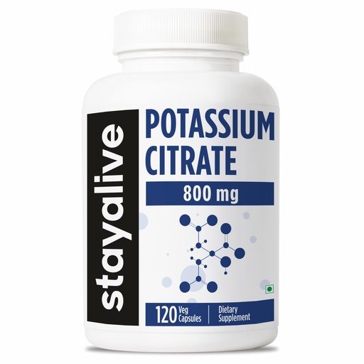 [BRSRGFAEAAFBSALU] STAY ALIVE Potassium Citrate Supplement, High Absorption 800mg, 120 Capsules, 4 Month Supply, Non-GMO and Gluten-Free Potassium Supplement for Women and Men