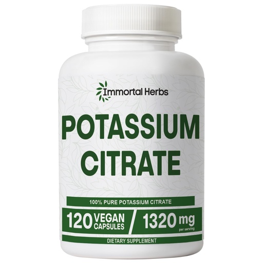 [BRSRGFAFDF5R4YDO] Potassium Citrate Supplement 1320mg, High Absorption Powder, 120 Vegan Capsules, Non-GMO & Gluten-Free Potassium Supplements for Women and Men