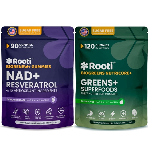 [BRSRGCAYCQGQG234] Ultimate Vitality Bundle: 7-in-1 Super Greens Gummies (Digestive & Immune Support) - NAD + Resveratrol Complex (Quercetin, Berberine) - Plant-Based Daily Nutrition & Antioxidant 2-Pack