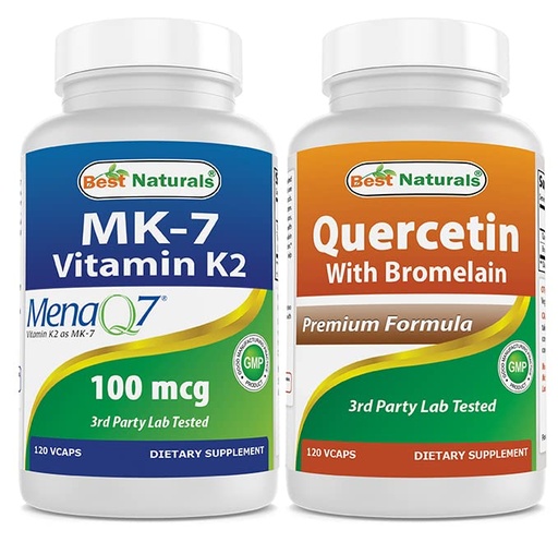 [BRSRMBD6DF5BOYDX] Best Naturals MK-7 Vitamin K2 100 mcg & Quercetin with Bromelain 800 mg