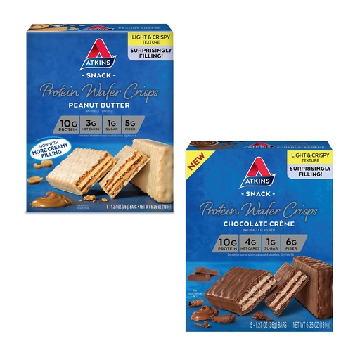 [BRSRM2TQCN5A4EY7] Atkins Protein Wafer Crisps Bundle, Peanut Butter & Chocolate Crème, Keto Friendly, 5 Count Each
