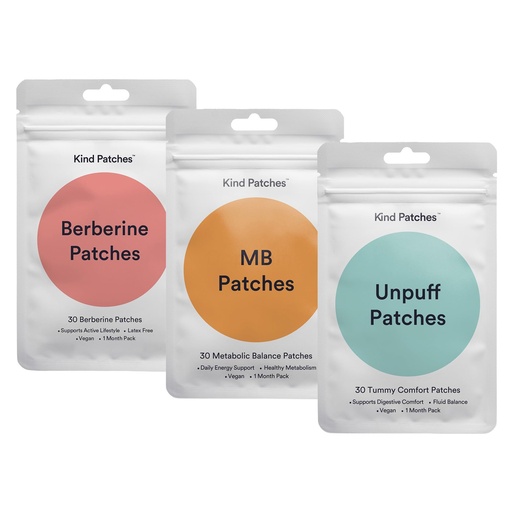 [BRSRGAI6BECRQC37] Kind Patches Trio - Unpuff, MB, and Berberine Patches - Vegan, Cruelty Free, Latex Free - 3 Pack, 90 Count