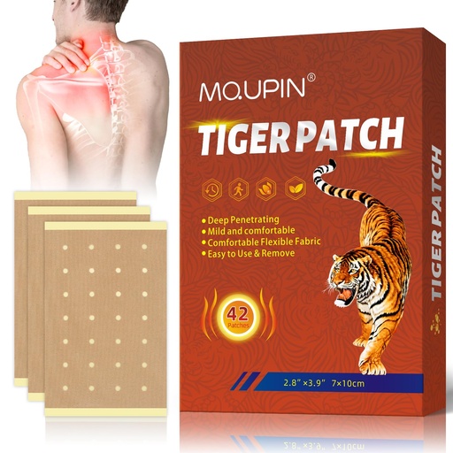 [BRSRE2QZDIOWMYD3] 42PCS Tiger Patch, Chinese Tiger Back Heat Patches Ultra Strength for Muscle Joint of Knee Shoulder and Neck