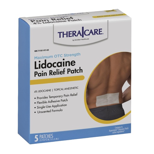 [BRSWGHACC4MAACDK] Thera|Care Pain Relief Patch | 4% Lidocaine Patch | 3.9” x 5.5” | 5-Count Box