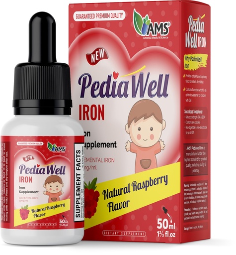[BRSWYGACDIHBUEL7] America Medic & Science PediaWell Iron (50 mL) | Ferrous Sulfate Dietary Supplement | Liquid Iron Drops for Infants, Toddlers, and Tweens | Enhanced Immune Support and Brain Development