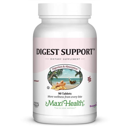 [BRSWIY37AF5WICLG] Maxi Health Digest Support - Herbal & Enzyme Complex - Protein Digestion - 90 Tablets - Kosher