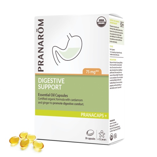 [BRSROFIRCF4GM3TG] Pranarom - Digestive Support Pranacaps 30 Capsules - Certified Organic Ingredients - Safe, Pre-dosed, Easy to Swallow - Sustainable & Eco-Friendly