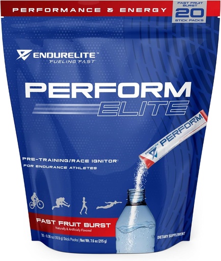 [BRSRAAT4AB6R4HYV] EndurElite Perform Elite- Pre Workout Powder Supplement- Pre-Workout for Endurance Athletes- 20 Serving Bag- Fast Fruit Burst