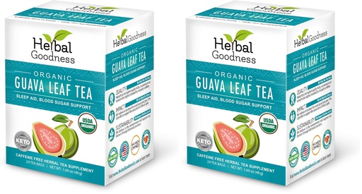 [BRSRGFI7BENRAD32] Guava Leaf Tea 24 Tea Bags - 100% Organic Natural Guava Leaves Tea - Hojas De Guayaba Organica for Immune Support, Digestion & Relaxation | Herbal Goodness (Pack of 2)