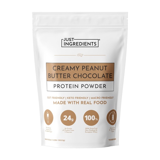 [BRSRGZQRAQCRMG33] Creamy Peanut Butter Chocolate Protein Powder – 15 Servings | Grass-Fed Whey, Naturally Sweetened, No Gums or Fillers | Smooth Texture, Easy to Digest, Great for Shakes, Baking & Daily Protein Support