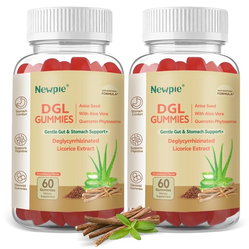 [BRSRGEIECQDQYETZ] DGL Gummies | Deglycyrrhizinated Licorice Root Extract, Quercetin, Aloe Vera, Anise Seed Powder | Gut Health, Stomach Soothe, Gerd Support, Digestive Comfort | Gluten Free, 120 ct(Strawberry Flavor)
