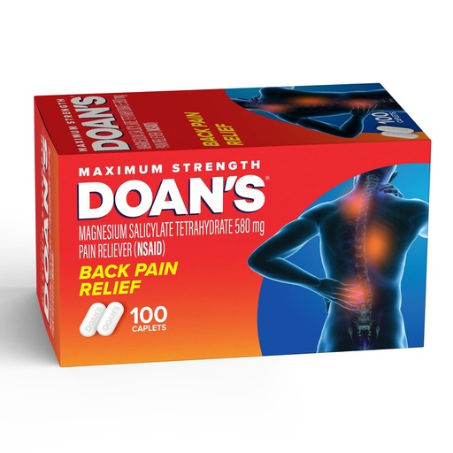 [BRSREEIBOIFGEDL2] Doan’s Maximum Strength Back Pain Relief, 580 mg - 100 Caplets - Back Pain Reliever (NSAID) with Magnesium Salicylate Tetrahydrate​