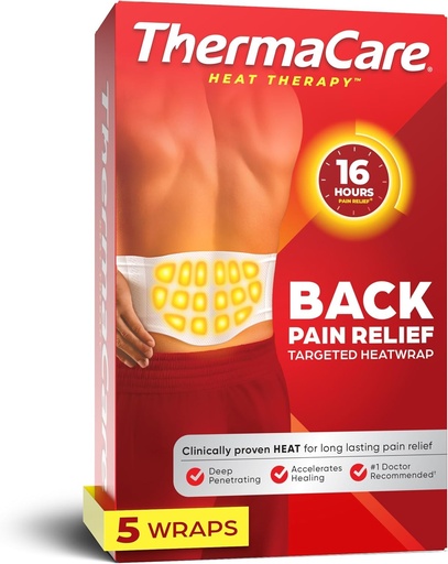 [BRSW2HQBDIOWMEIZ] ThermaCare Advanced Back & Hip HeatWraps - Long-Lasting, Disposable Heat Therapy for Lower Back Pain, Muscle Soreness, & Herniated Discs - Drug-Free (L-XL, Pack of 5)