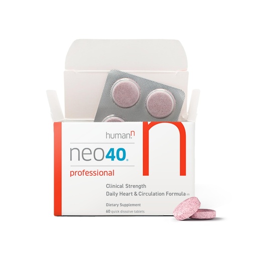 [BRSWICQMOAHGYFTO] HumanN Neo40 Professional - Daily Heart & Circulation Support - Methylfolate, Beet Root Powder, Hawthorn Berry, L-citrulline - 60 Dissolvable Tablets