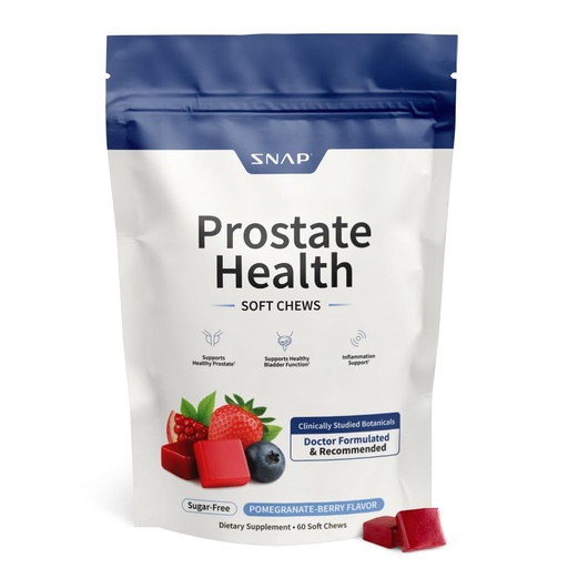[BRSRG23RCAOQKA3O] Snap Supplements Prostate Health Supplement for Men with Plant Sterols, Nettle Root & Reishi Mushroom - Supports Prostate and Urinary Wellness, 60 Sugar Free Soft Chews, Pomegranate-Berry