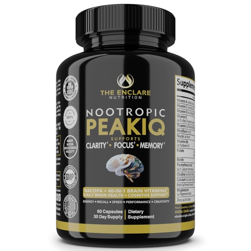 [BRSRMFQ3BMGWCFDH] Nootropic Brain Booster, Focus Supplement, Clarity, Memory, Brain Vitamins With 40 Nootropics Phosphatidylserine, Bacopa Monnieri, Huperzine A, DMAE, Inositol, L-Glutamine, Selenium, Choline, DHA (1)