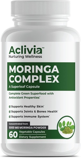 [BRSW22QFAQMQMFLF] Complejo Moringa - Maximum Strength Moringa Oleifera Leaf &amp; Seed Suplemento - Superfood Capsules with Antioxidant Properties - 5000mg - 60 cápsulas