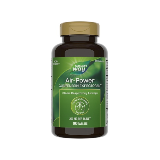 [BRSWIY32BQOBCDQ3] Nature's Way Air-Power, Guaifenesin, Expectorant Mucus Relief, Clears Respiratory Airways, Thins & Loosens Mucus, Vegan, 100 Tablets (Packaging May Vary)
