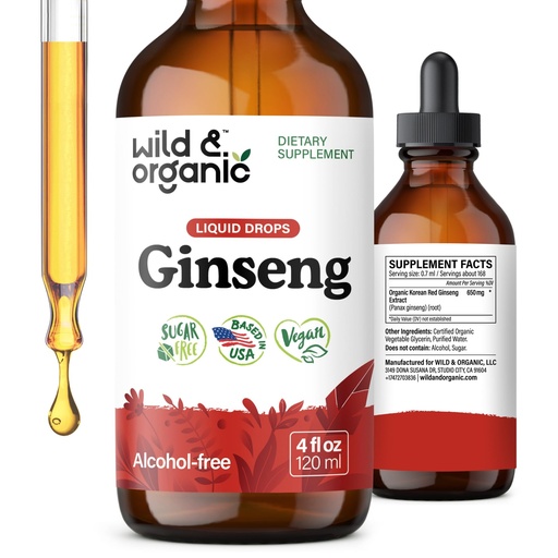 [BRSROY33B5YG2D3L] Wild & Organic Korean Panax Ginseng Extract Liquid Drops - Immune & Energy Support - Red Ginseng Root Supplement - Easy to Add to Tea - Vegan, Sugar & Alcohol-Free Tincture - 4 fl oz