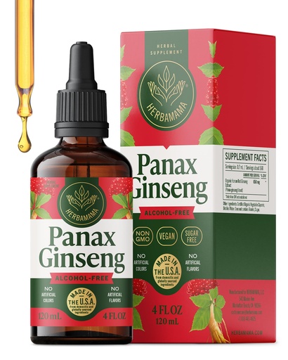 [BRSWGFQOBUBRYDT3] HERBAMAMA Panax Ginseng Root Tincture - Immune & Overall Support with Korean Red Ginseng Supplement - Vegan, Non-GMO, Alcohol & Sugar-Free Herbal Drops, 56-Day Supply